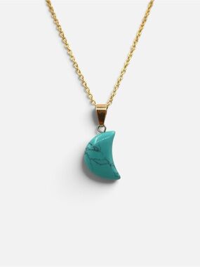 TURQUOISE MOON NECKLACE (GOLD)